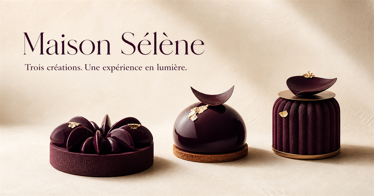 Trois pâtisseries de la collection Maison Sélène